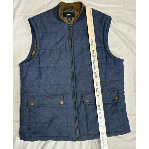 H&M Mens 38R Navy Blue Puffer Vest With Front Pockets & Zipper Closure Gorpcore - Picture 3 of 10
